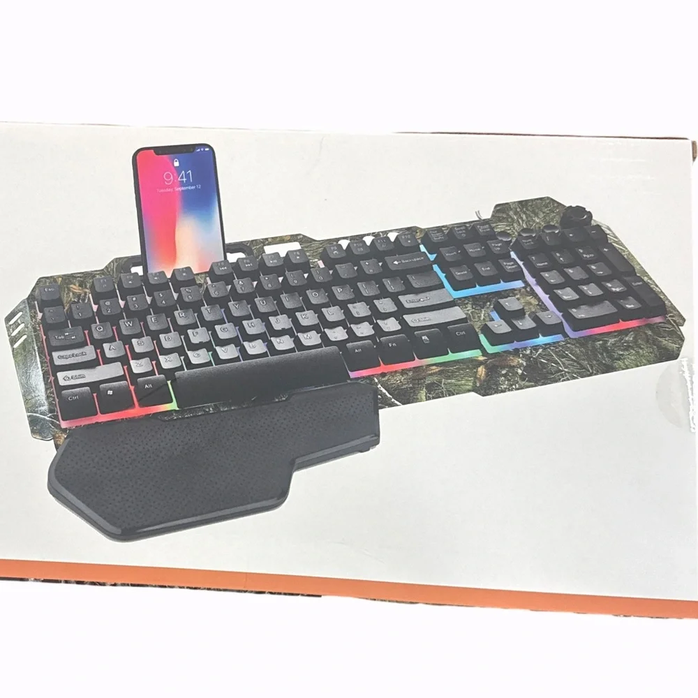 RealTree Bow Gaming Keyboard Wrist Rest, Phone Slot, RGB Backlight NEW IN BOX